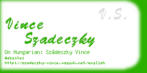 vince szadeczky business card